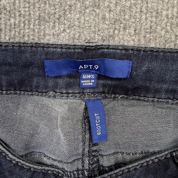 Apt 9 Distressted Boot Cut Jeans Rhinestones Cowgirl Glam Womens Plus 16WS NEW - Picture 13 of 14